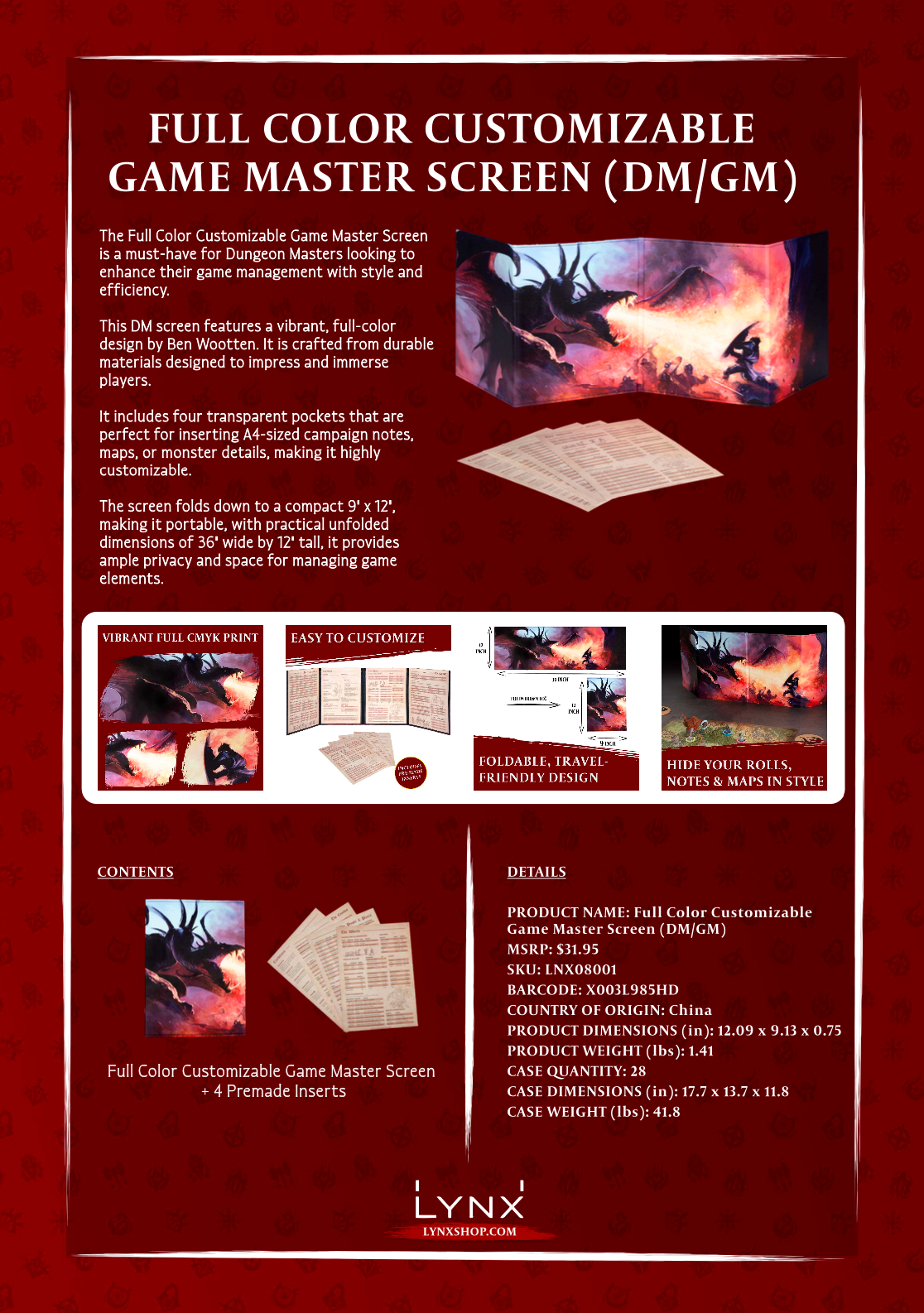 Full Color Customizable DM Screen (DM/GM)