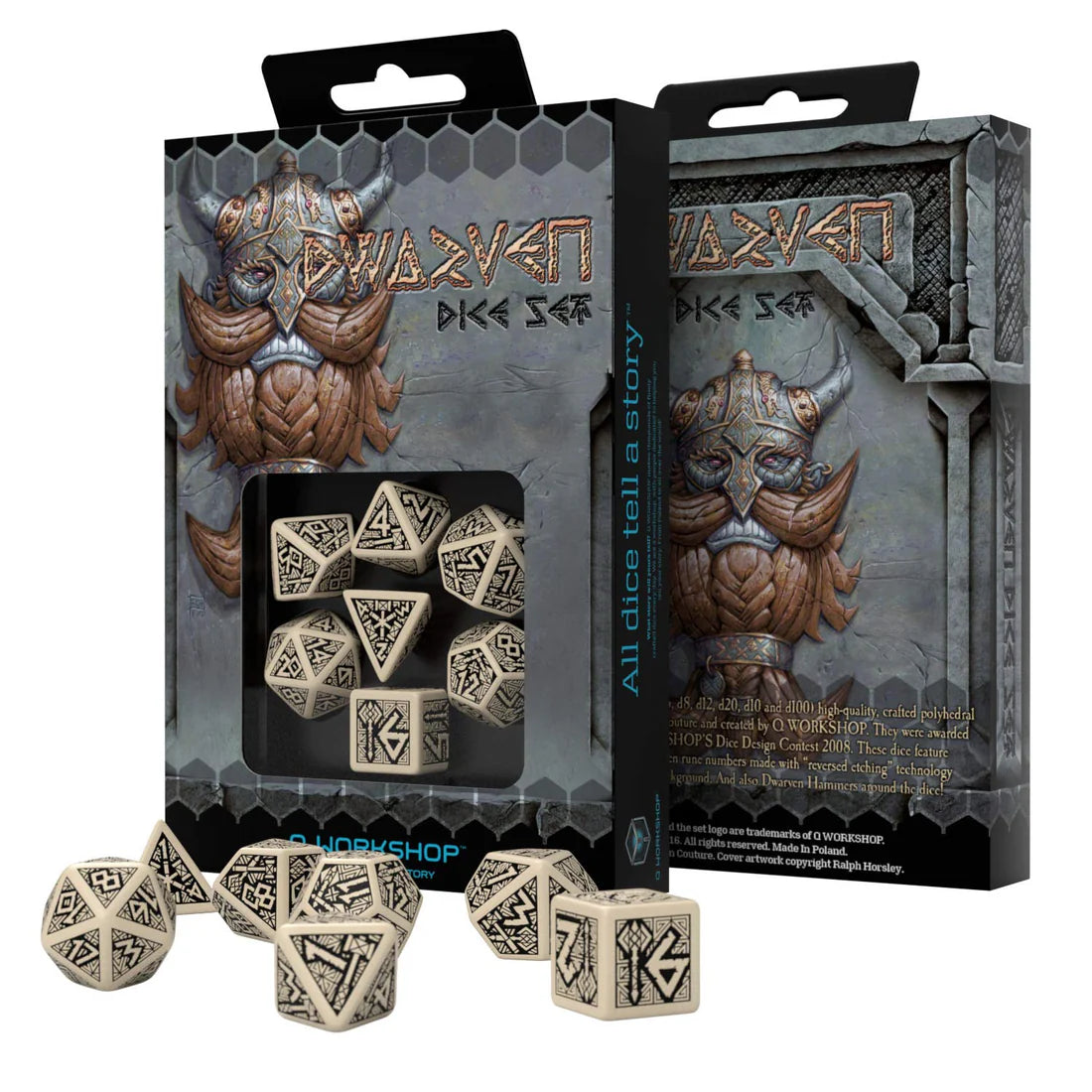 Dwarven Beige & Black Dice Set (7)