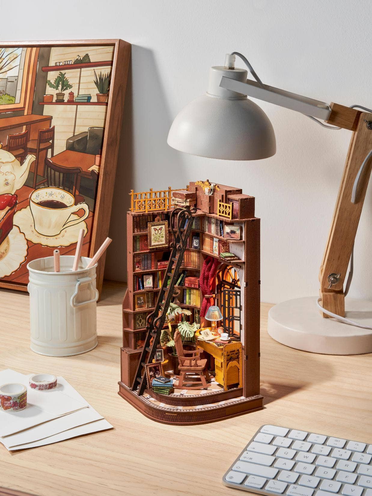 TGE02 Rolife Silent Corner Study DIY Book Nook Shelf Insert