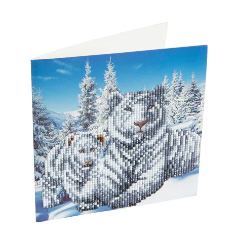 Crystal Art Card Kit: White Tigers