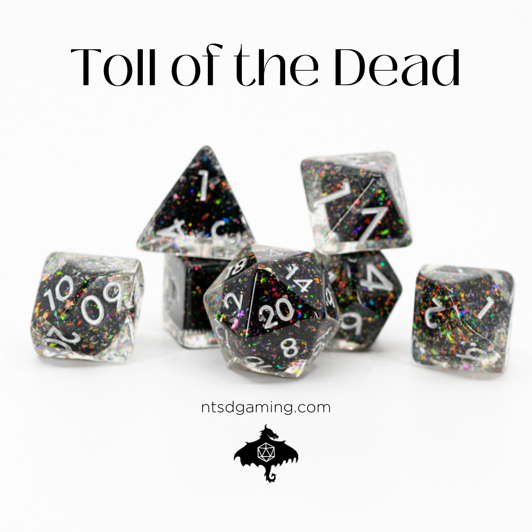 Toll the Dead | 7 Piece Acrylic Dice Set - Emberglow Gaming