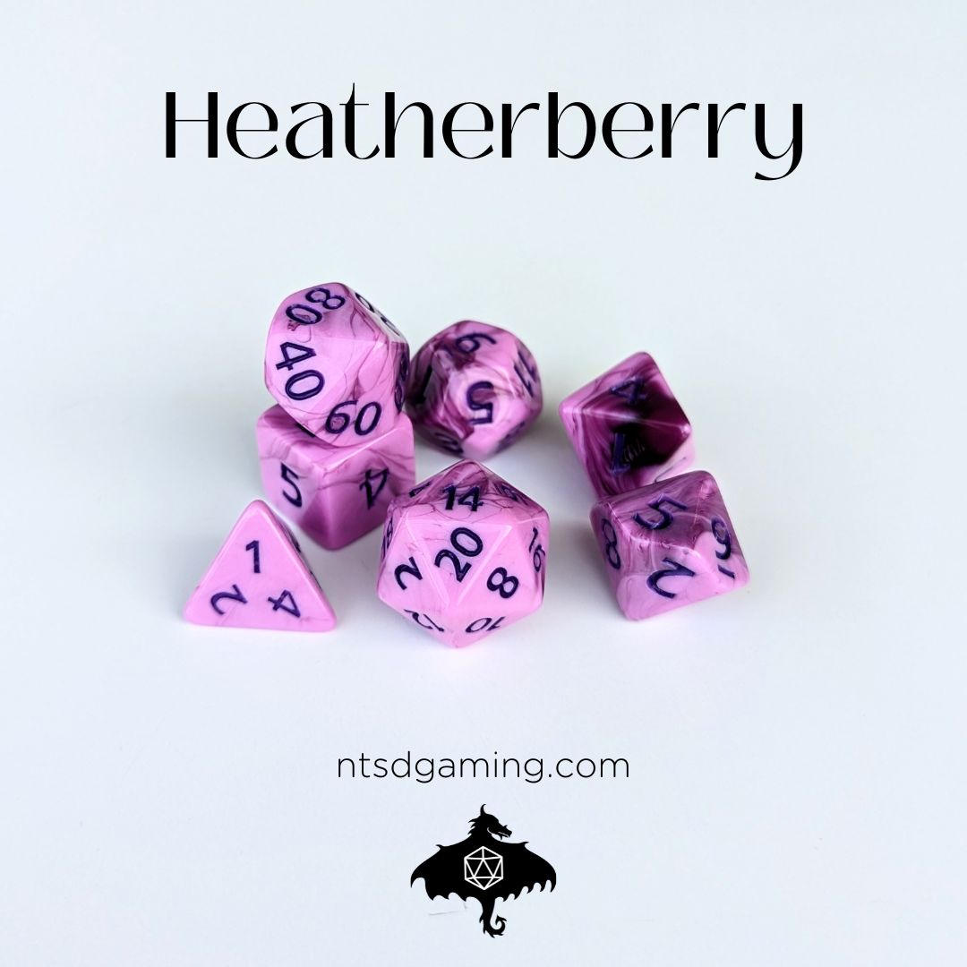 Heatherberry | 7 Piece Acrylic Dice Set - Emberglow Gaming