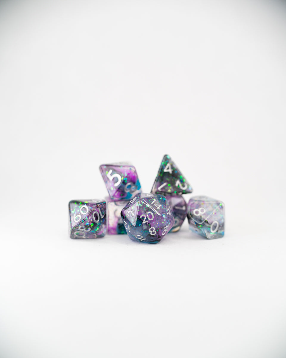 Frostflower | 7 Piece Acrylic Dice Set - Emberglow Gaming