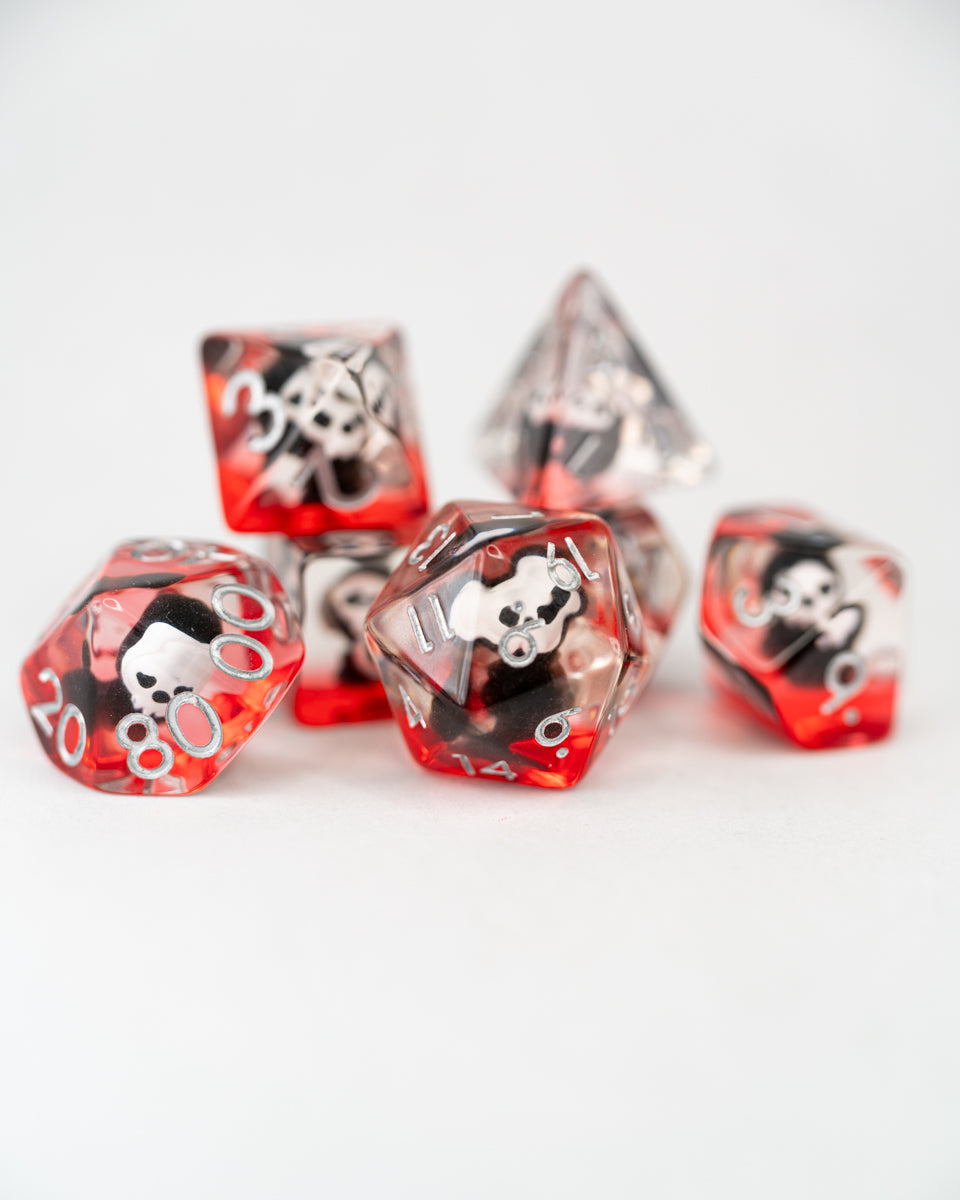 Ol' Scratch | Grim Reaper | 7 Piece Acrylic Inclusion Dice Set - Emberglow Gaming