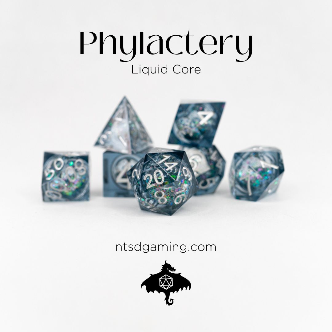 Phylactery | 7 Piece Liquid Core Dice Set - Emberglow Gaming