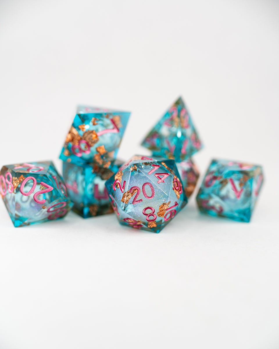 Sea Sprite | 7 Piece Liquid Core Dice Set - Emberglow Gaming