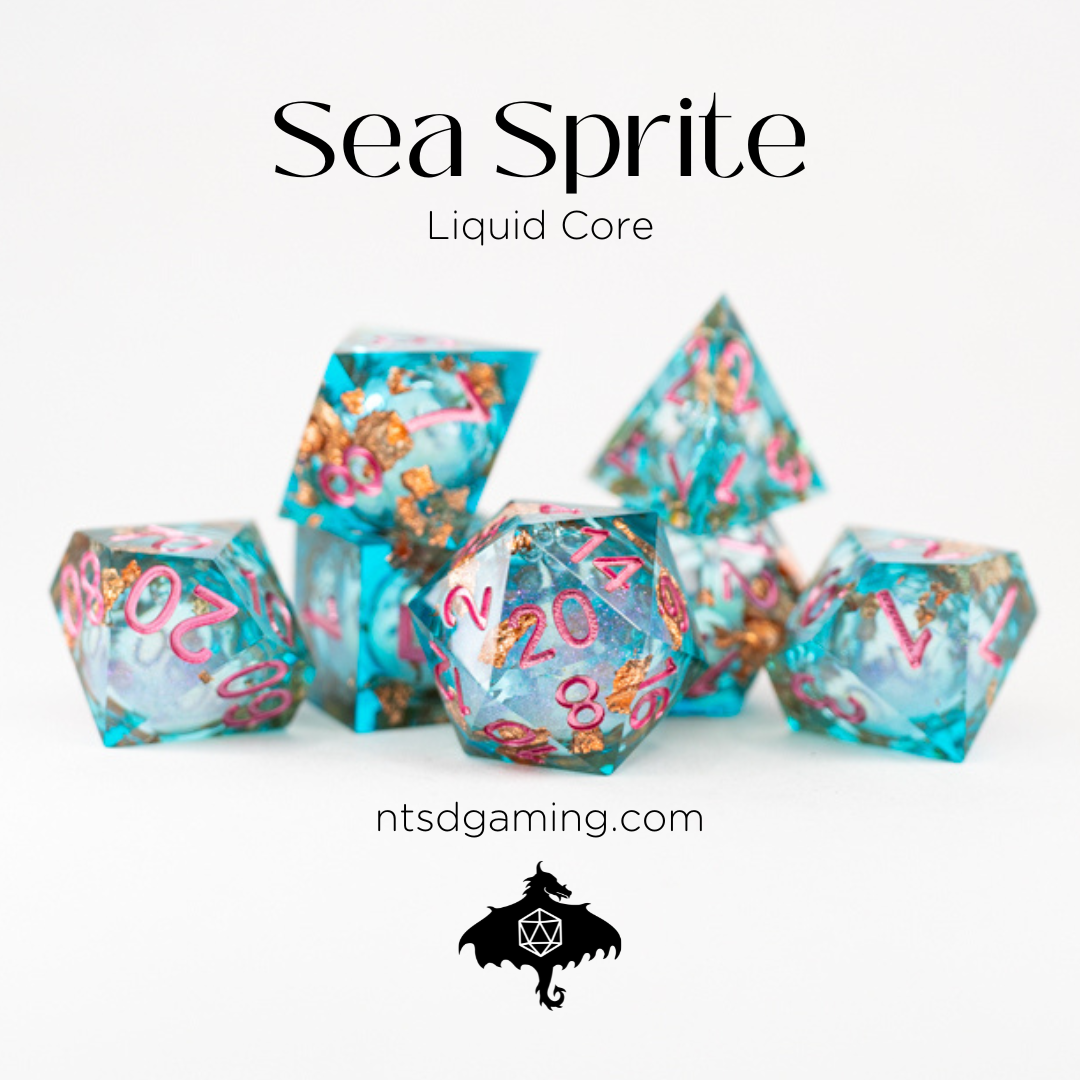 Sea Sprite | 7 Piece Liquid Core Dice Set - Emberglow Gaming