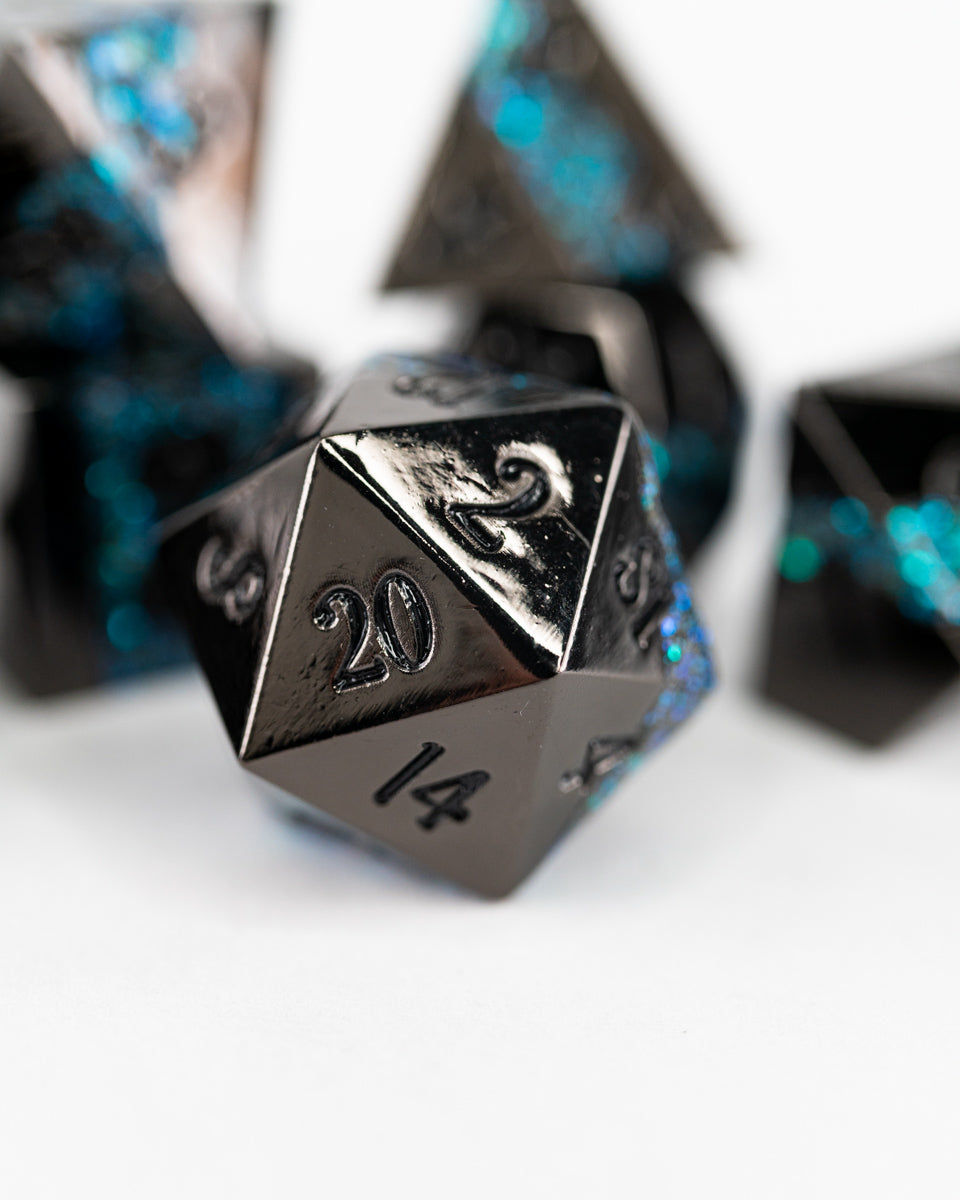 Fool's Tide | 7 Piece Metal Dice Set - Emberglow Gaming