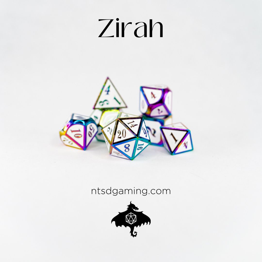 Zirah | 7 Piece Metal Dice Set - Emberglow Gaming