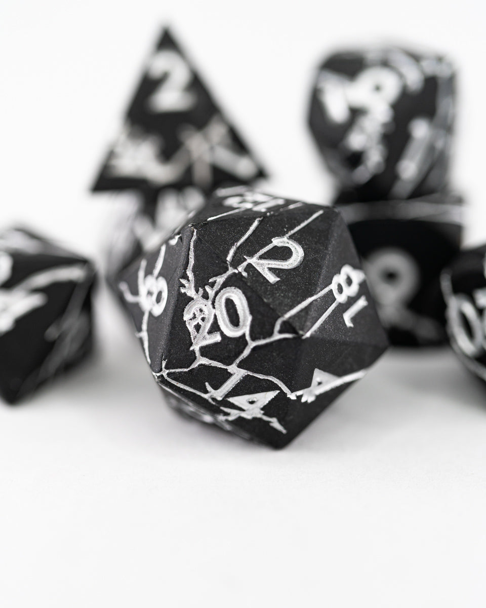 Thunder Crack | 7 Piece Metal Dice Set - Emberglow Gaming