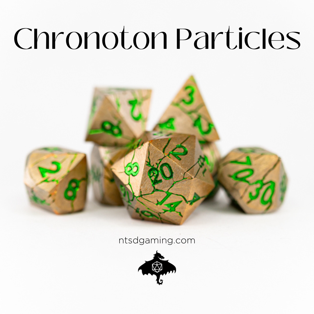 Chronoton Particles | 7 Piece Metal Dice Set - Emberglow Gaming