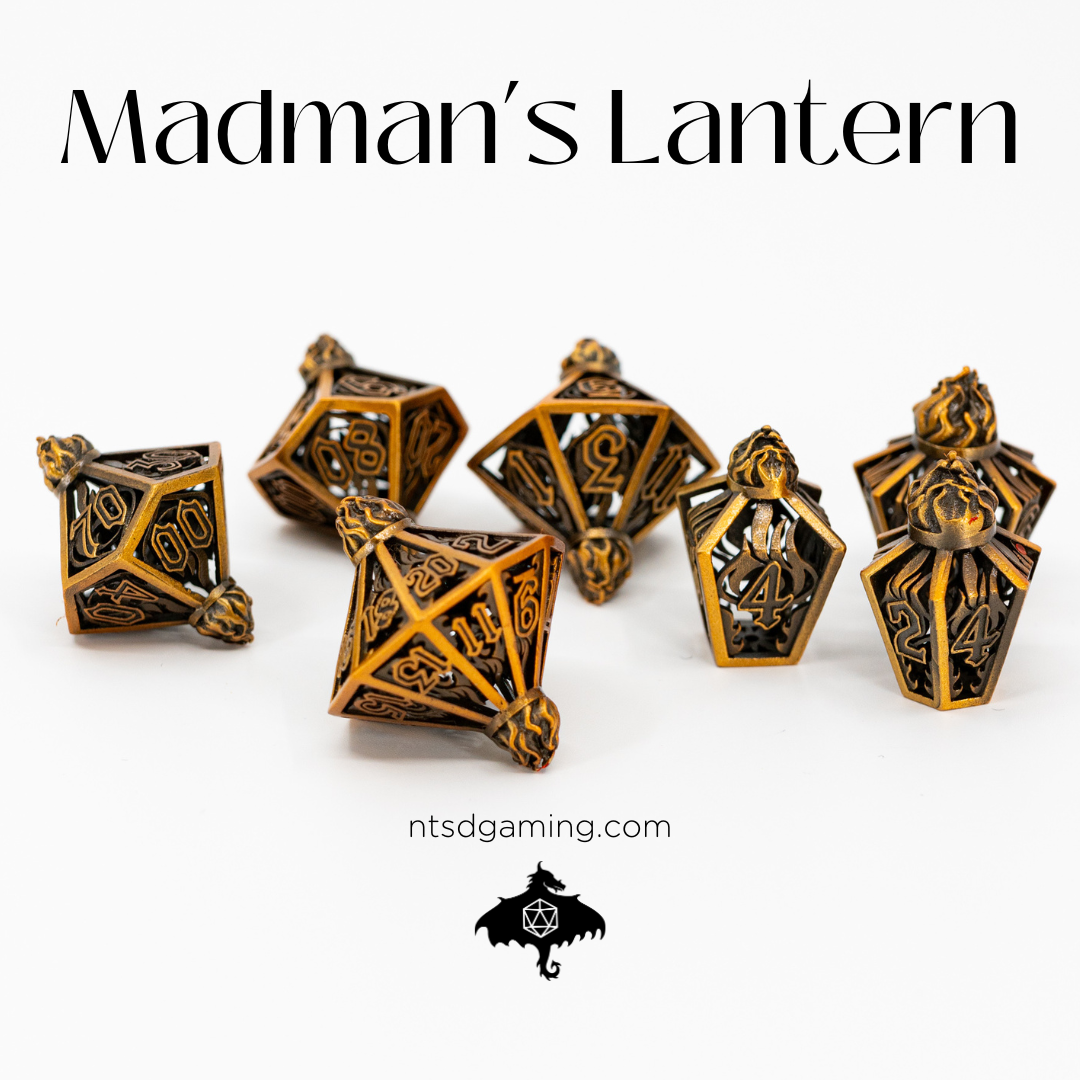 Madman's Lantern | Hollow Lanterns | 7 Piece Metal Dice Set - Emberglow Gaming