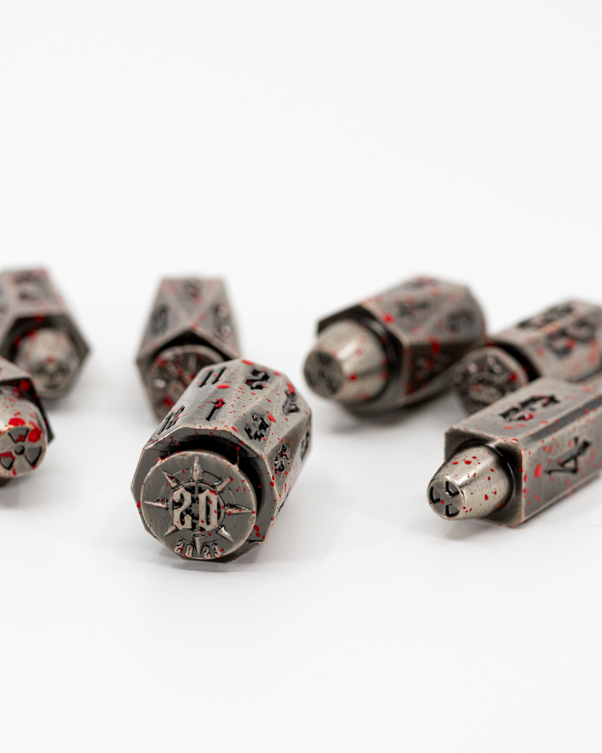 Charlie | Iron Bullets | 7 Piece Metal Dice Set - Emberglow Gaming