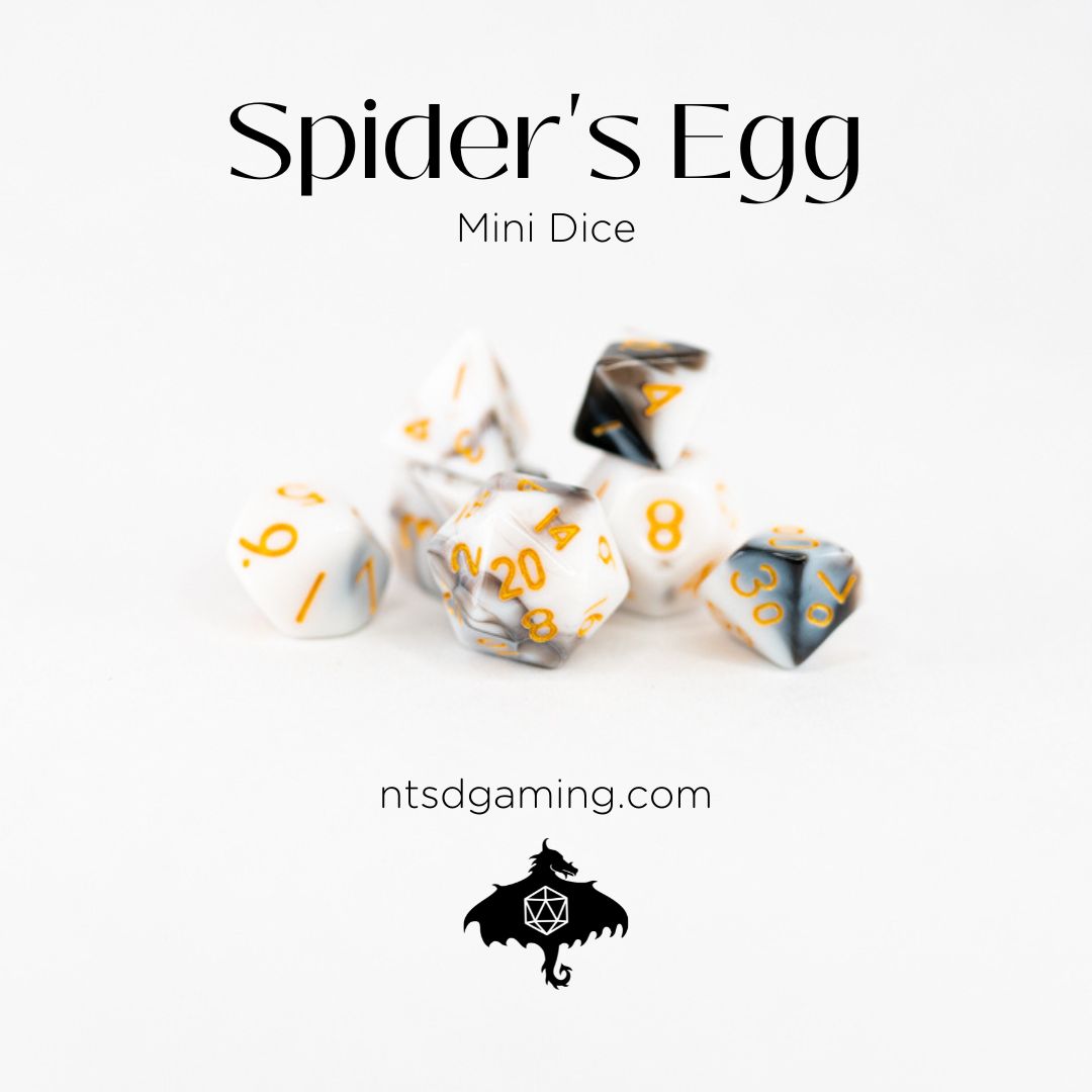 Spider's Egg | 7 Piece Mini Acrylic Polyhedral Dice Set - Emberglow Gaming