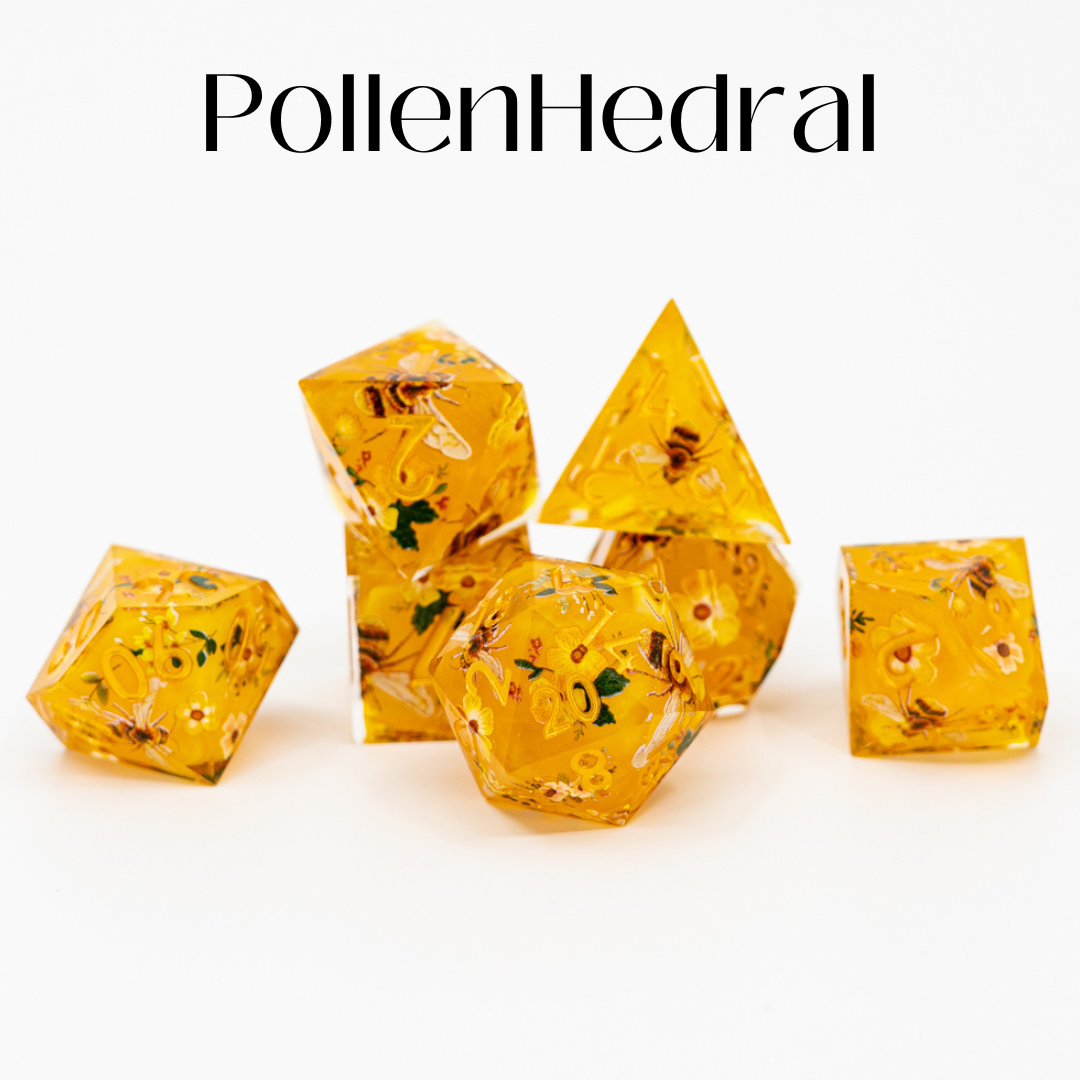 PollenHedral | Double Cast | 7 Piece Sharp Edge Dice Set - Emberglow Gaming
