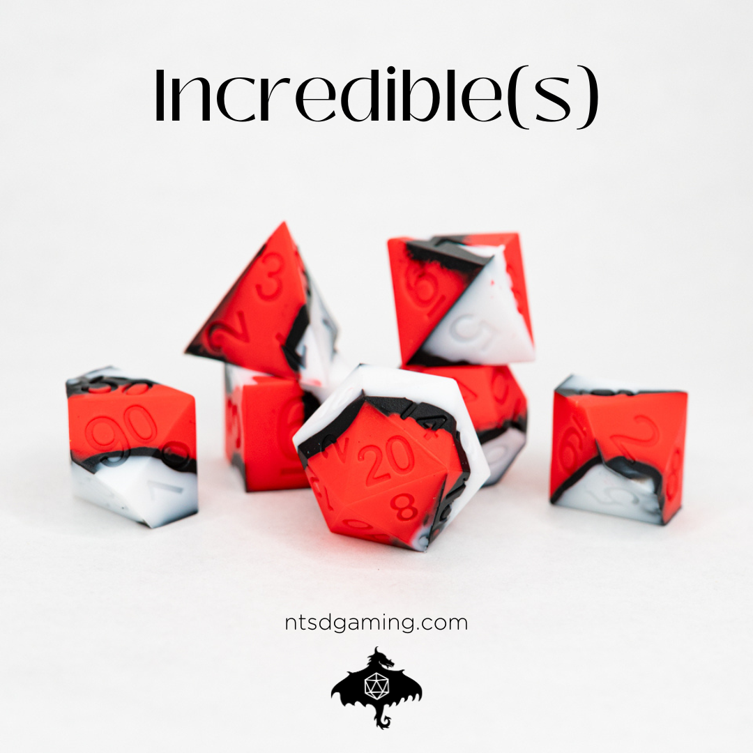Incredible | 7 Piece Soft Silicone Dice Set - Emberglow Gaming