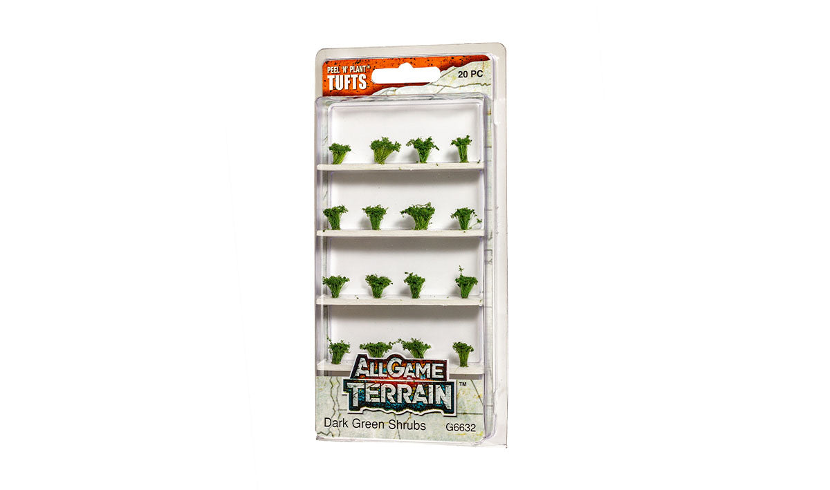 All Game Terrain: Peel 'N' Plant Tufts - Dark Green Shrubs (20pcs)