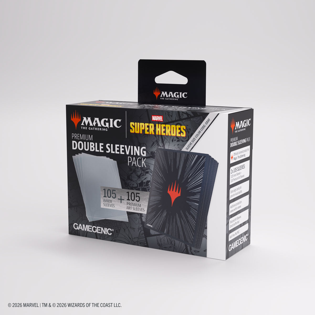 Gamegenic: Magic The Gathering: Msh Marvel Super Heroes: Premium Double Sleeving Pack 100: Comic Burst Black