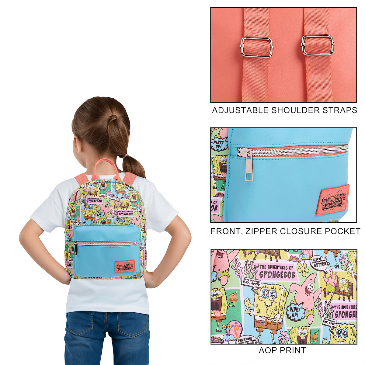 Spongebob Squarepants Character All-Over Print 11" Mini Backpack