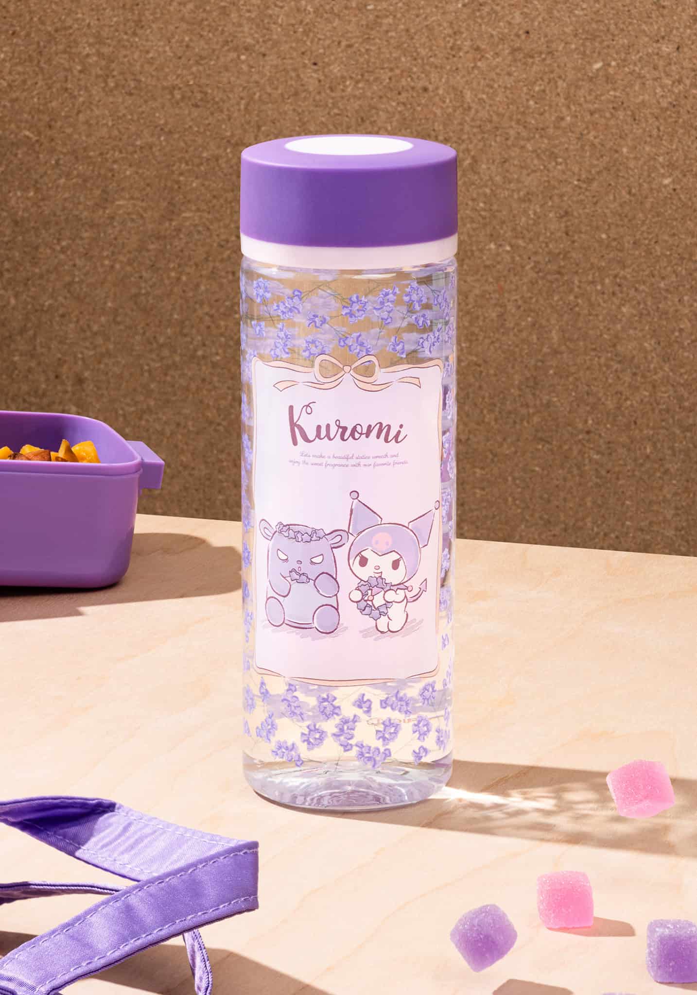 Kuromi Water Bottle 13.53oz (Floral Wreath)