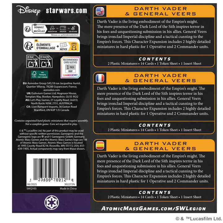 Star Wars Legion Darth Vader & General Veers Character Expansion