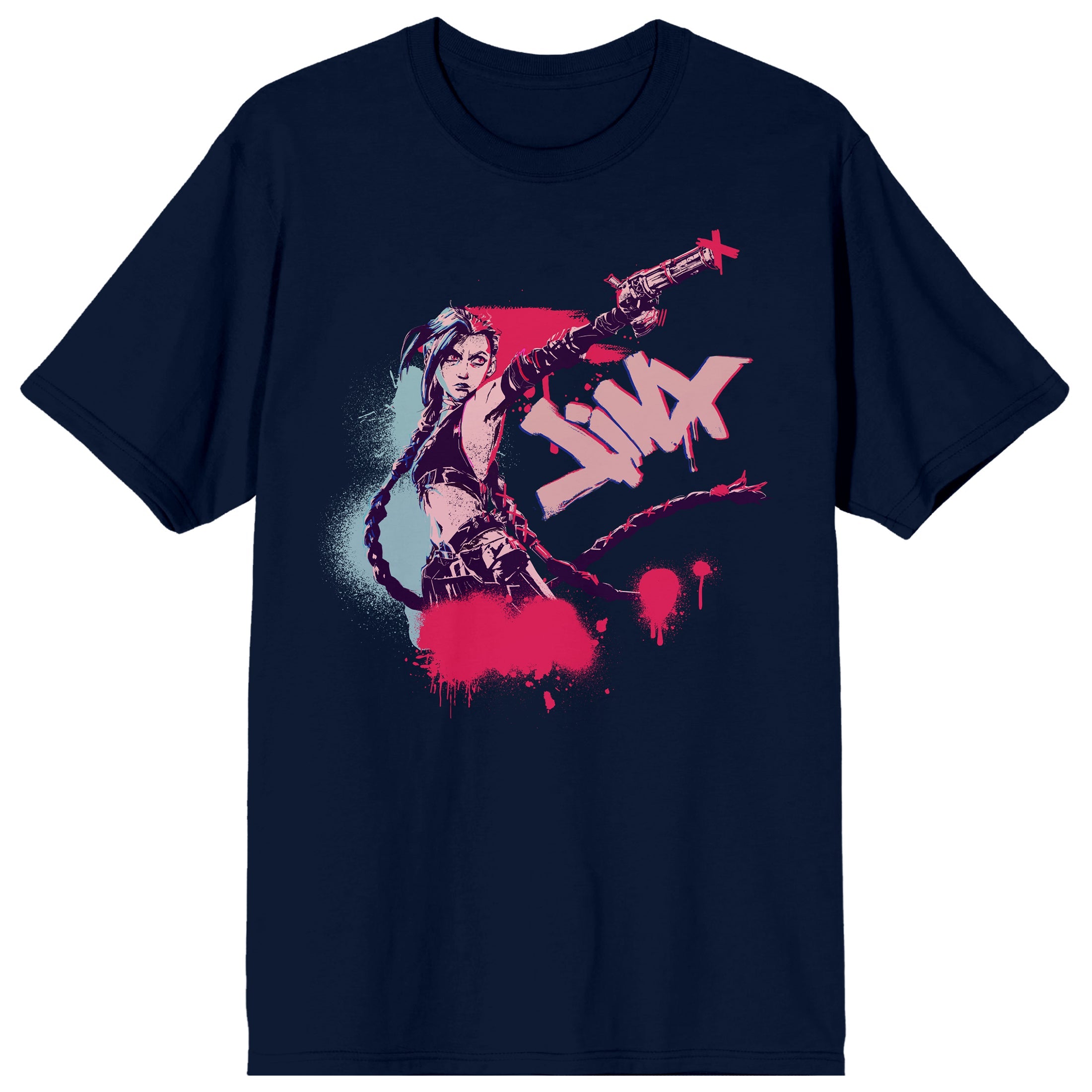 Arcane Neon Sevika Adult Royal Blue Crew Neck Short Sleeve T-shirt