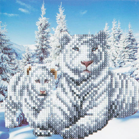 Crystal Art Card Kit: White Tigers