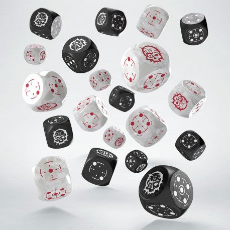Crosshairs Compact D6 Black & Pearl Dice (20 pcs.)