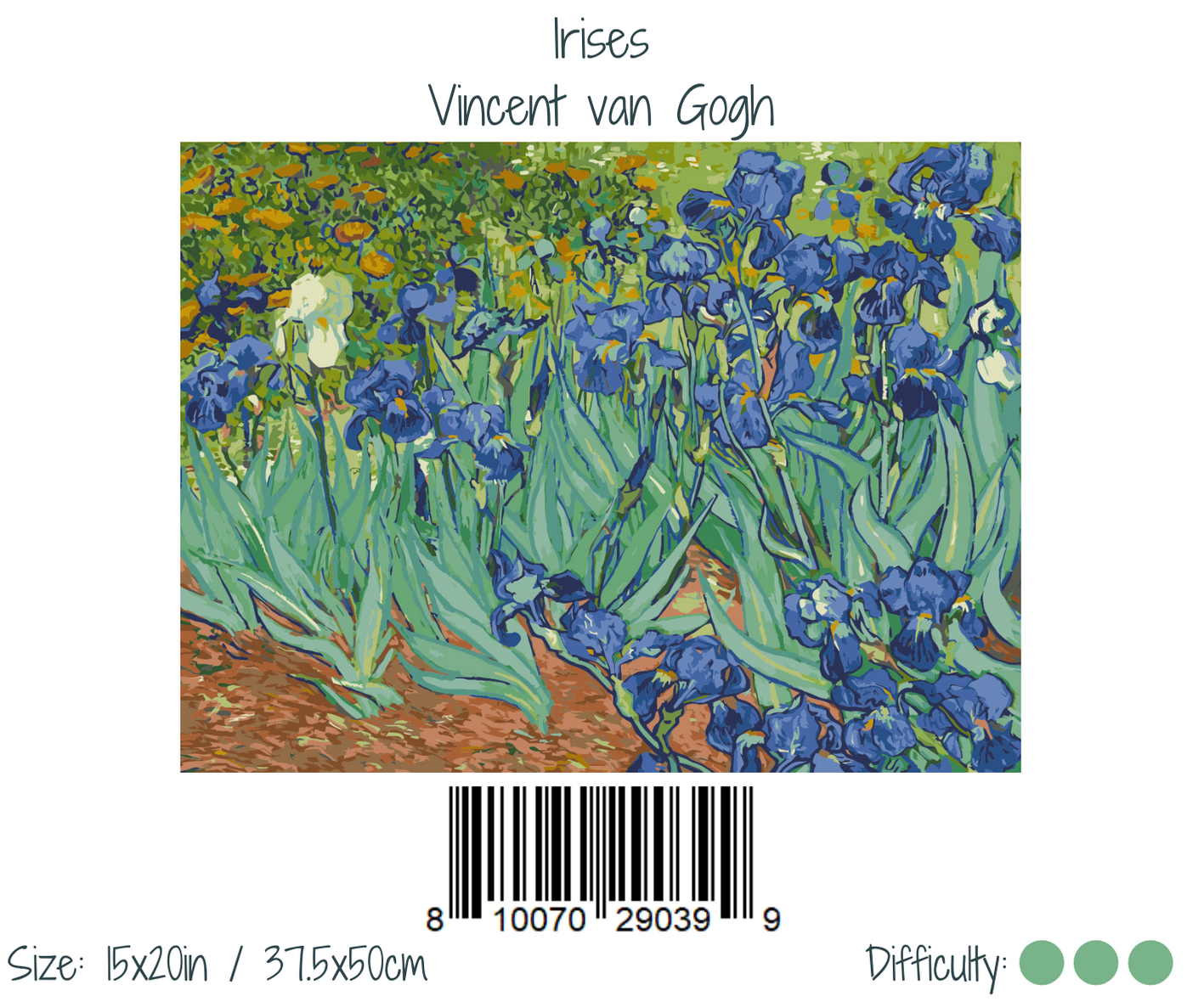 Irises, by Vincent van Gogh - Self-care Paint by Numbers kit