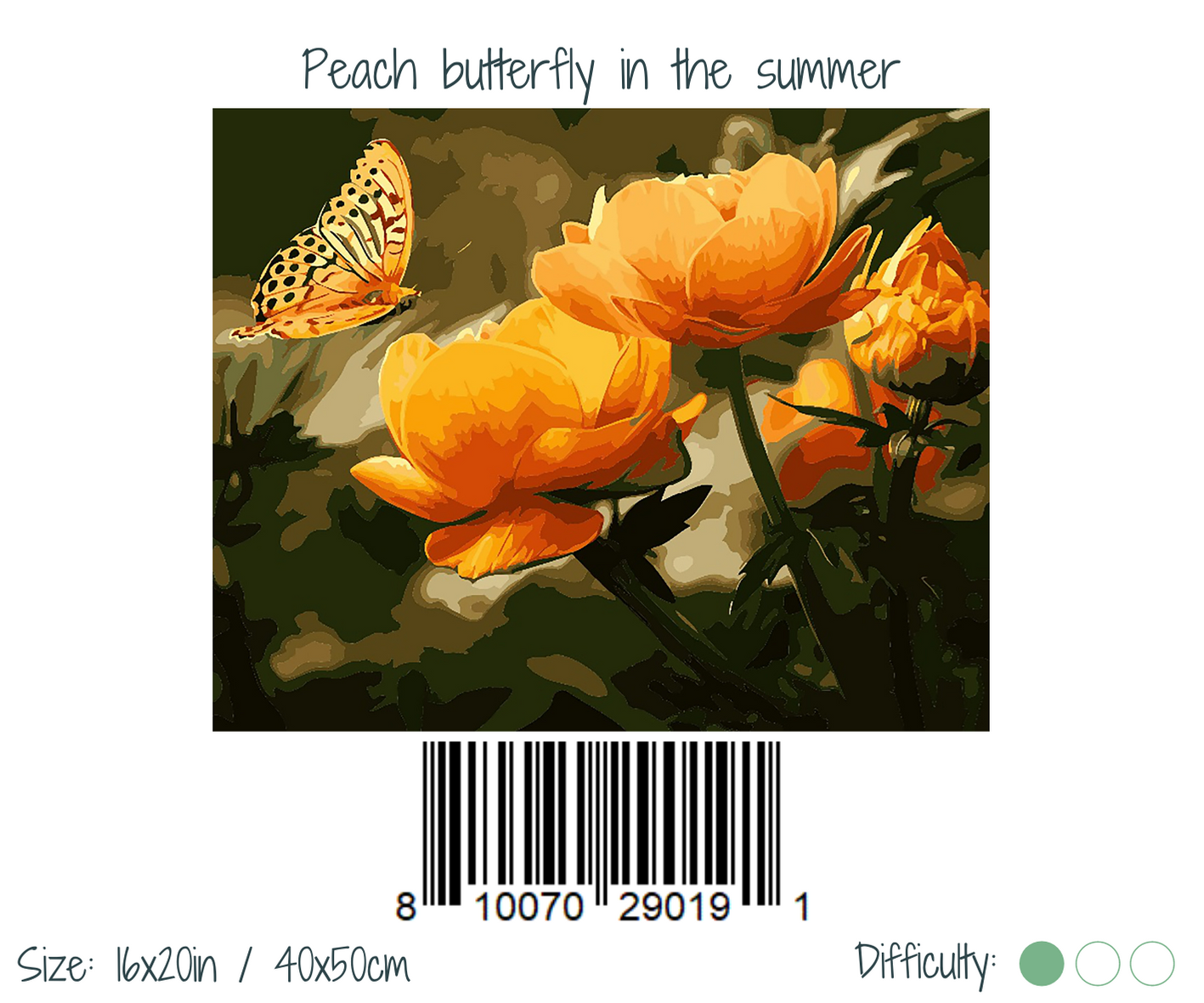 Peach butterfly in the summer - DIY Paint By Numbers Kit