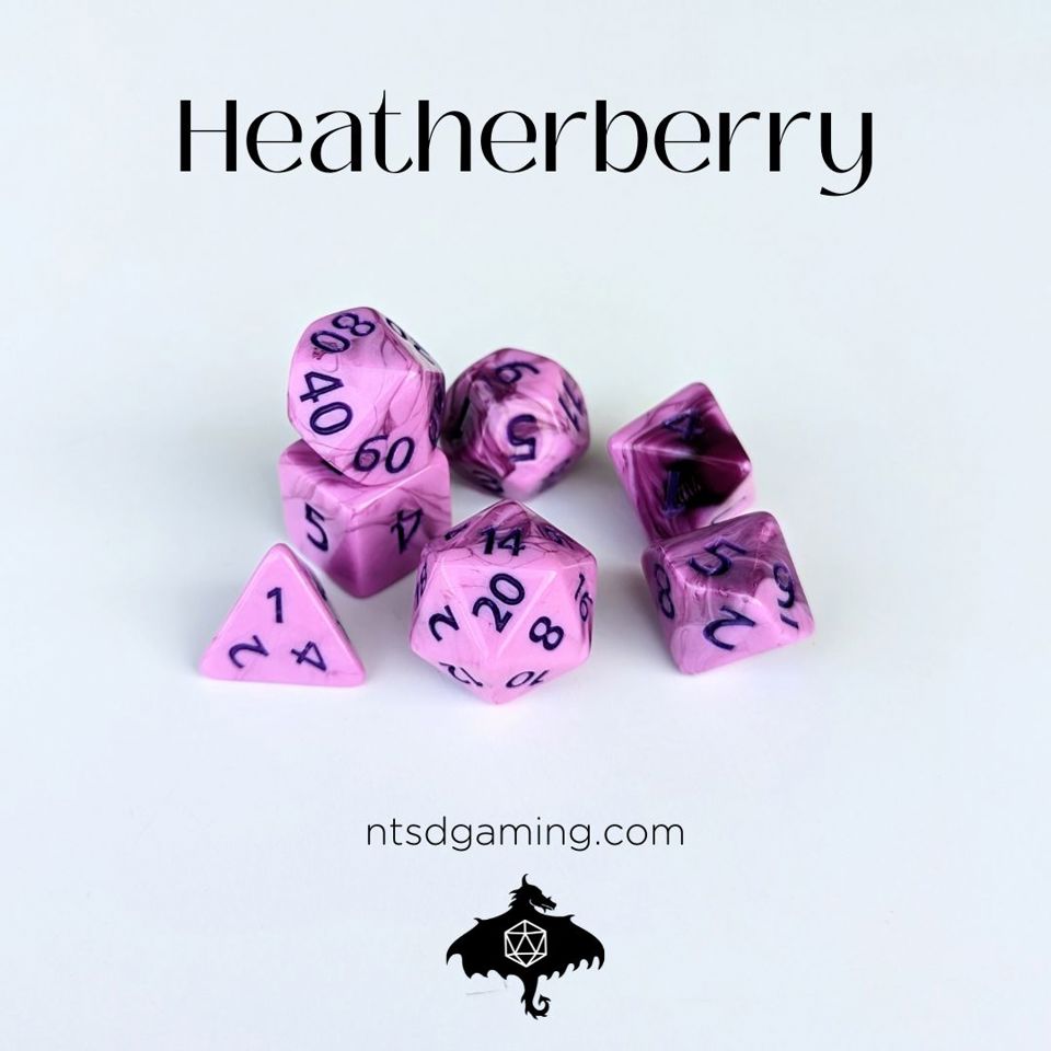Heatherberry | 7 Piece Acrylic Dice Set - Emberglow Gaming