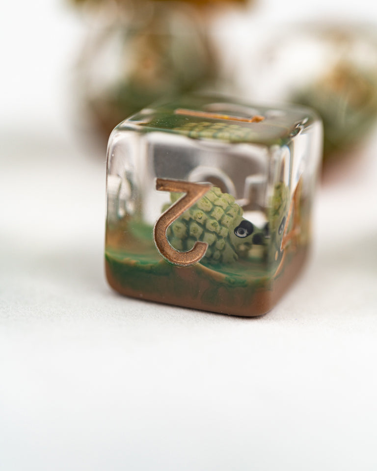 Hedgeford | Hedgehog | 7 Piece Acrylic Inclusion Dice Set - Emberglow Gaming