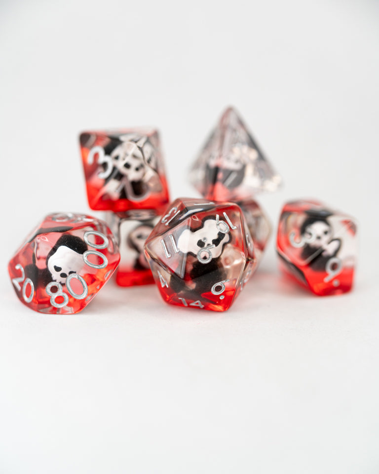 Ol' Scratch | Grim Reaper | 7 Piece Acrylic Inclusion Dice Set - Emberglow Gaming